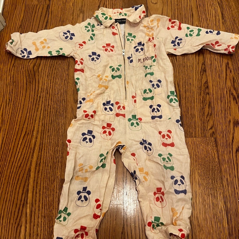 Mini Rodini - Panda linen jumpsuit